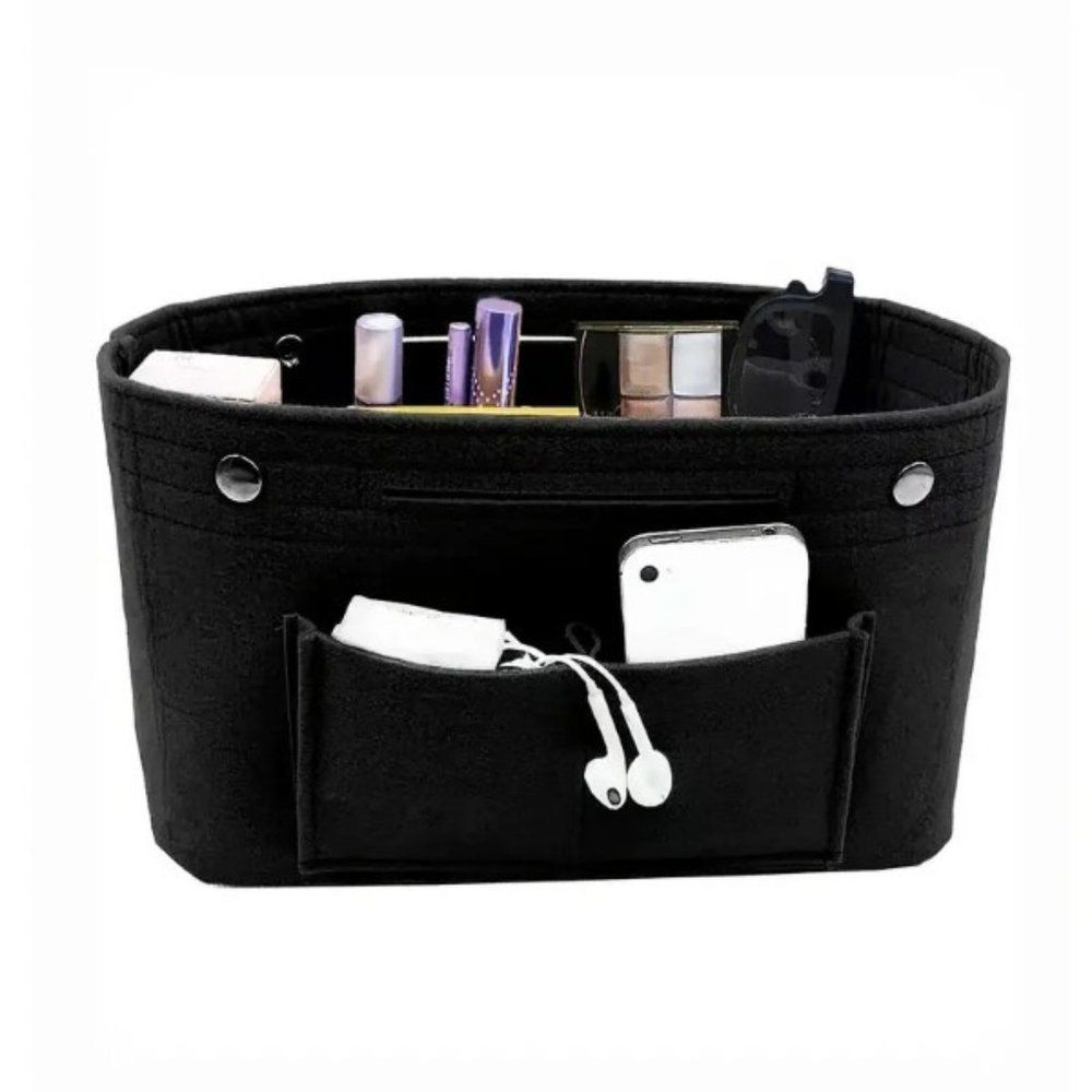 Insert/Organizer- Designer Handbags/Totes -Style 3 Snap - Black